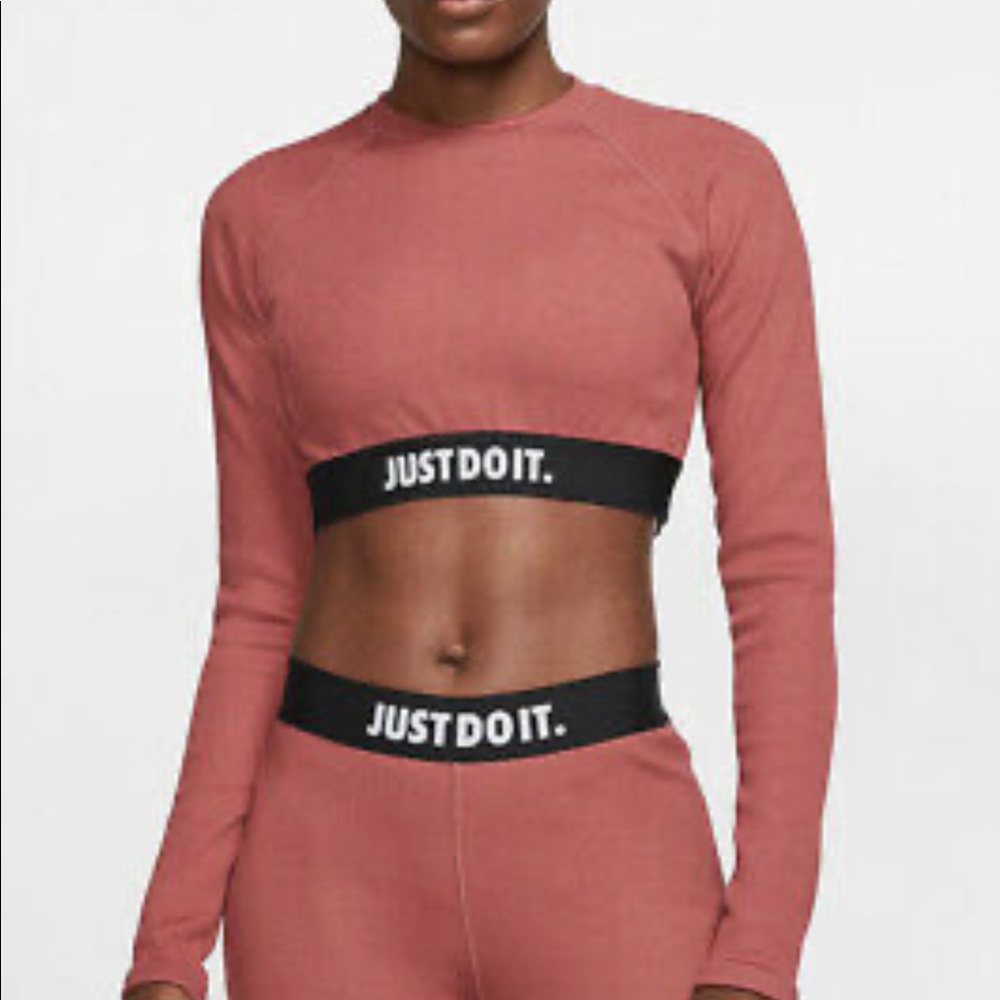 Nike Long-Sleeve Crop Top - JUST DO IT SMALL